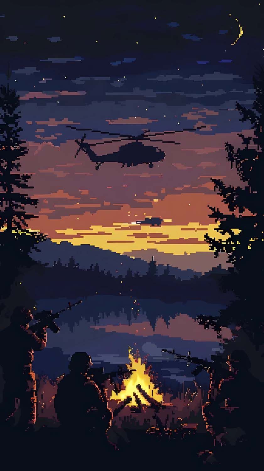 Army Soldiers Bonfire iPhone Wallpaper