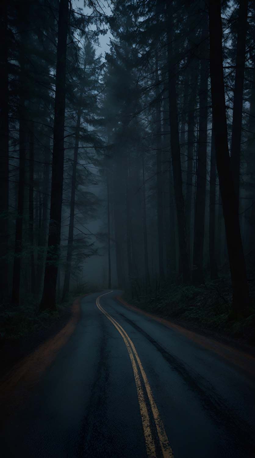 Dark Forest Road iPhone Wallpaper