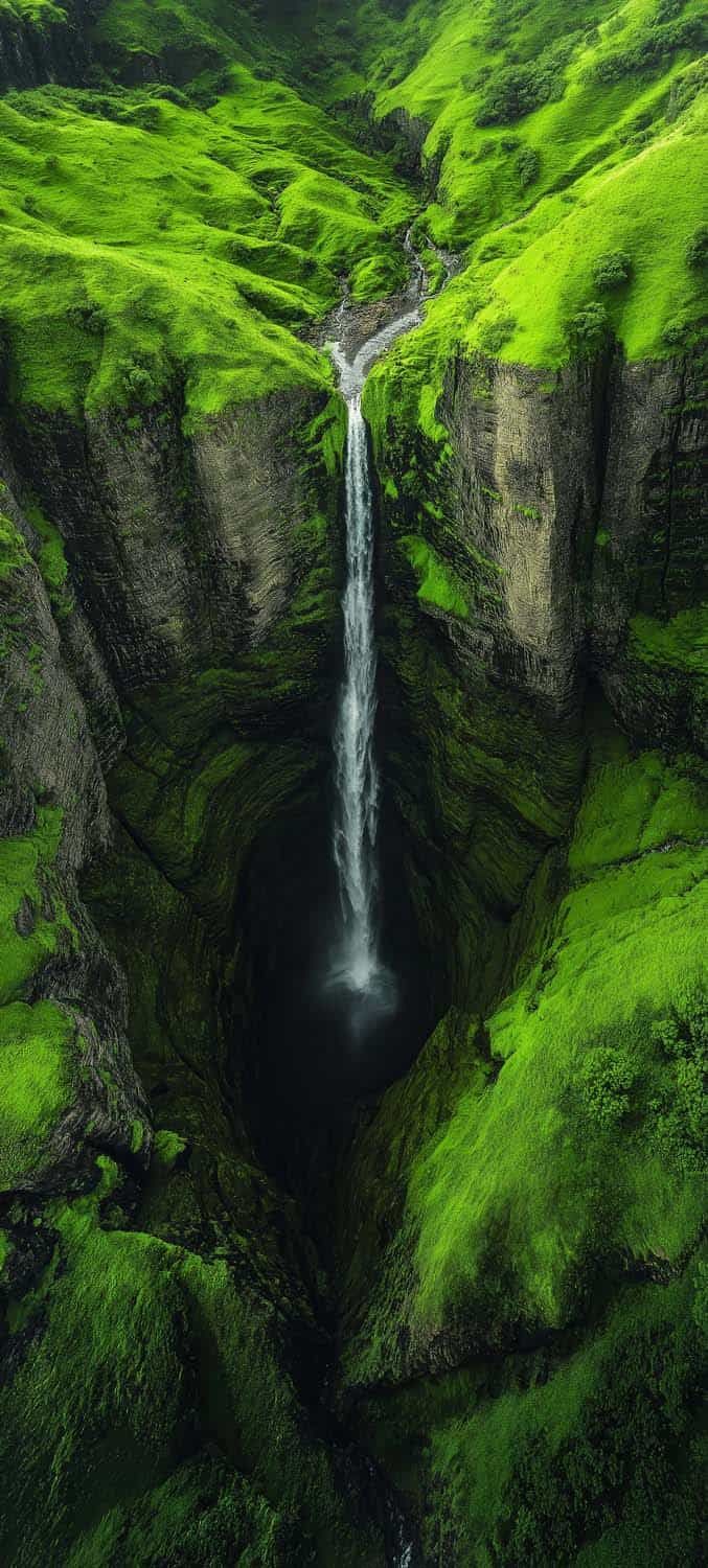 Green Mountain Waterfall iPhone Wallpaper