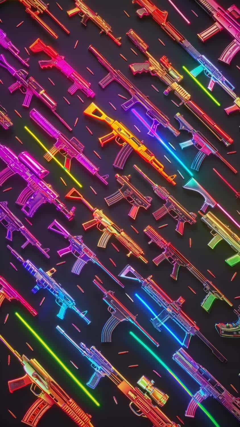 Neon Weapons iPhone Wallpaper