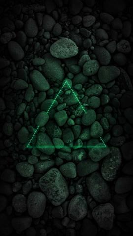 Neon Triangle Over Stones - IPhone Wallpapers