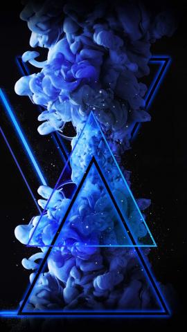 Blue Triangle Neon Smoke Bomb - IPhone Wallpapers