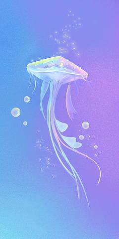 Ocean Fantasy Colorful Fairy Tale Wind Background Jellyfish Mobile Wallpaper