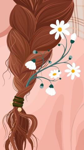 Download premium vector of Floral braids mobile wallpaper, aesthetic hairstyle illustration vector by Sasi about wallpaper iphone, flower, instegram hair, hair, and background hair 4013285