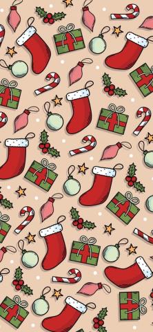 Christmas Festive Cute & Cosy Illustration Phone Wallpaper Background