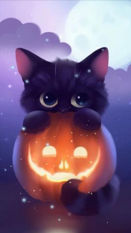 Halloween-Kitten-Pumpkin-Art-iPhone-Wallpaper - IPhone Wallpapers