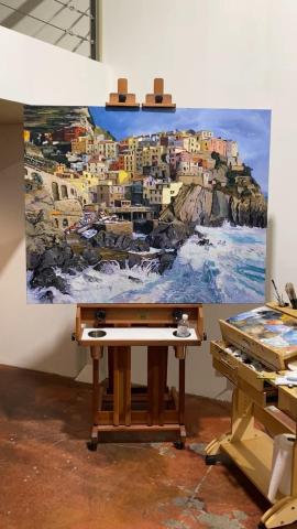 How to paint ocean waves with a palette knife