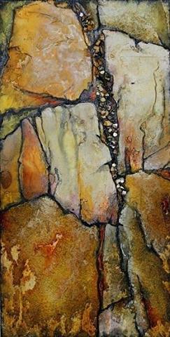 Mixed Media Geological Abstract Painting "Ancient Wood" by Colorado Mixed Media Artist Carol Nelson