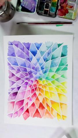 Rainbow Watercolor Lotus Josie Lewis Art