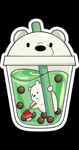 We Bare Bears Ice Bear in Boba Tea Sticker