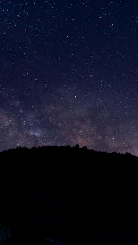 Hill, silhouette, night, starry sky, 2160x3840 wallpaper