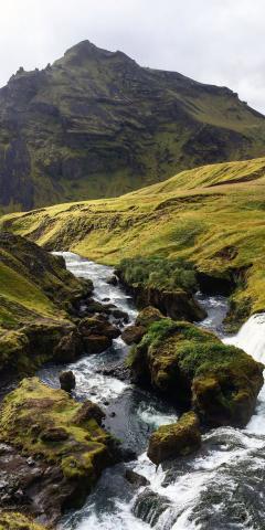 Water current, river, landscape, green, 1440x2880 wallpaper