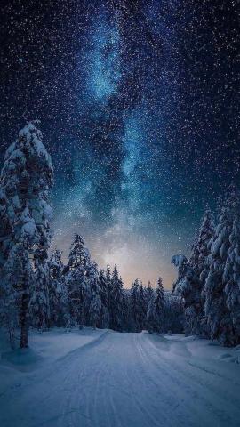 Northern Lights Starry Sky Snow Night - IPhone Wallpapers