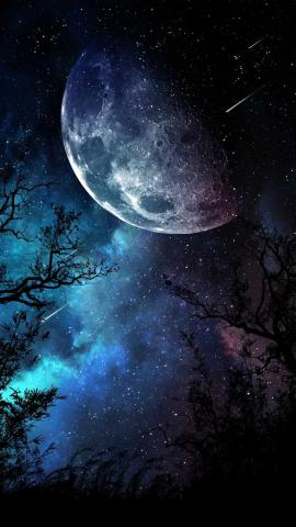 Starry Sky Night Moon - IPhone Wallpapers