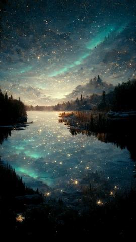Sky full of stars at the lake