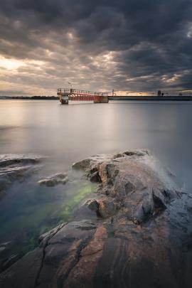 The old oil harbour in Helsinki, the island of Laajasalo. This long exposure shot was taken before some heavy rain poured down.