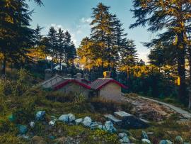 Hillside homes at Mukteshwar, Uttarakhand, India