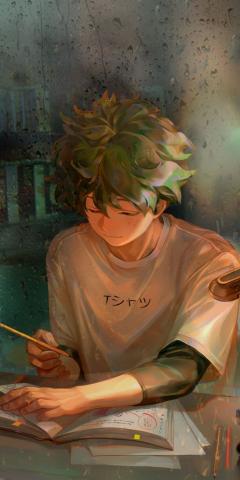 Homework inexperienced hair anime boy artwork Izuku Midoriya 1080x2160  #anime #green #homework #izuku #midoriya