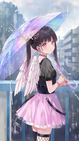 The Angel's Iridescent Umbrella - Anime Wallpaper