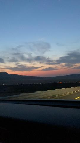 pink sunset freeway drive