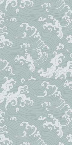 Grey & White Japanese Wave Wallpaper- Feathr Wallpapers