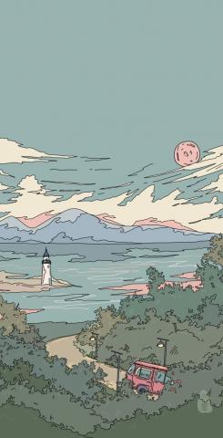 Mountain lake illustration screen photo