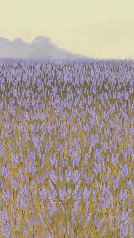 Download premium vector of Blooming lavender garden mobile phone wallpaper vector by marinemynt about lavender, iphone wallpaper, iphone wallpaper lavender, landscape painting, and landscape background 2043962