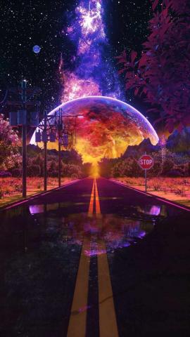 Space Road 4K IPhone Wallpaper - IPhone Wallpapers iPhone Wallpapers in 2022 Fantasy landscape, Cool backgrounds wallpapers, Hd nature wallpapers
