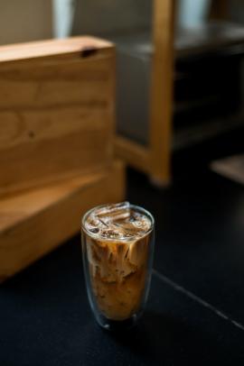 glass of coffee with milk on the table