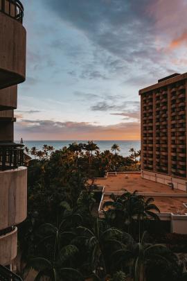 Views from the hotel during sunset in Hawaii.