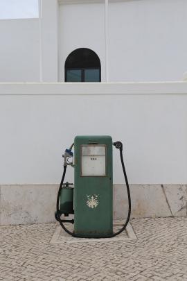vintage green gas pump