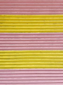 pink and yellow roll up door