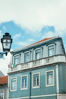 A cool blue house in old town Lisbon, Portugal