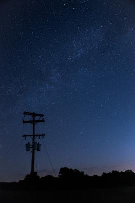 Stars along a telephone pole.  