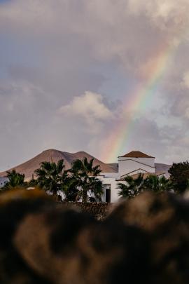 rainbow over lajares and the hills of fuerteventura