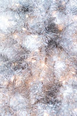 Christmas Bokeh Tinsel Tree with Holiday White Lights that Sparkle