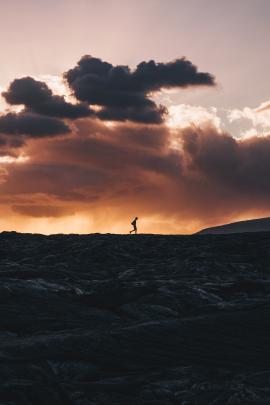 Walking thru Kalapana Lava Fields Volcano to the lava viewing point.