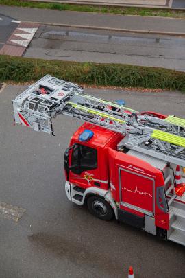 Camions des pompiers de Châtel-Saint-Denis lors d'un exercice de piquet en novembre 2022