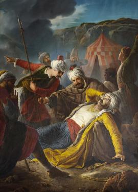 Death of Dragut. Painted by Giuseppe Cali in 1867. Provided by National Museum of Fine Arts - MUZA (Heritage Malta). PD for Public Domain Mark 