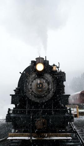 Old steam engine on Christmas Eve in Washington.