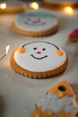 Christmas cookies in a warm living room.