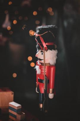 Christmas toy solider decoration with bokeh