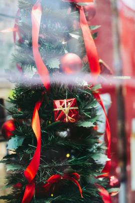 Christmas tree holiday decoration at shopping mall