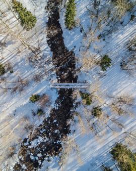 Snowy wooden bridge…