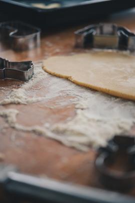 Baking frosted Christmas cookies