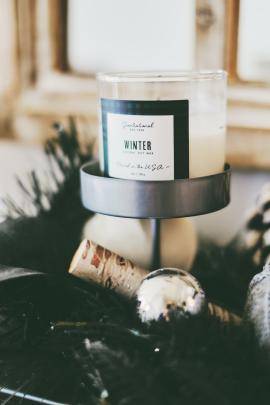 Winter candle and birch.