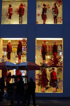 Window shopping at Christmas in New York