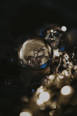 Deer in a snow globe, Christmas ornament
