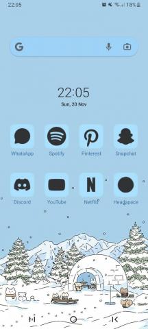 Winter home screen layout
