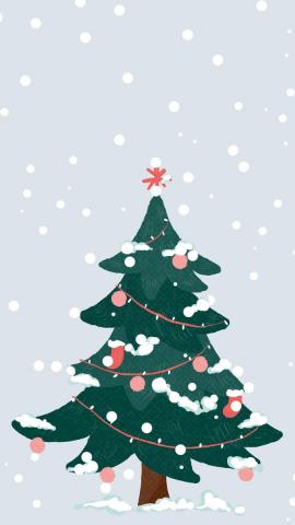 CUTE CHRISTMAS WALLPAPER  HOLIDAY  CHRISTMAS TREE  SNOW  RED AND GREEN